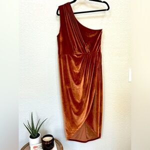 Baltic Born Velvet One Shoulder Midi Dress